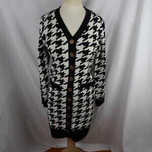 Olive + Oak Women Black & White Long Cardigan Sweater Size M